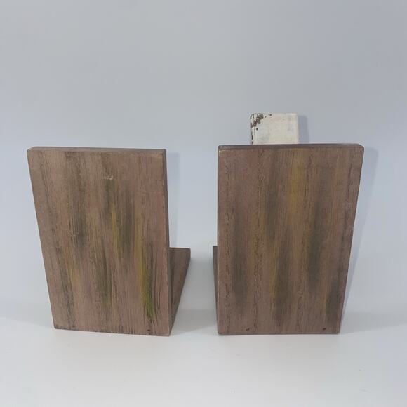 Farmhouse Rustic Painted Folk Art Wooden Whale Book Ends! Kids Room - Picture 4 of 5